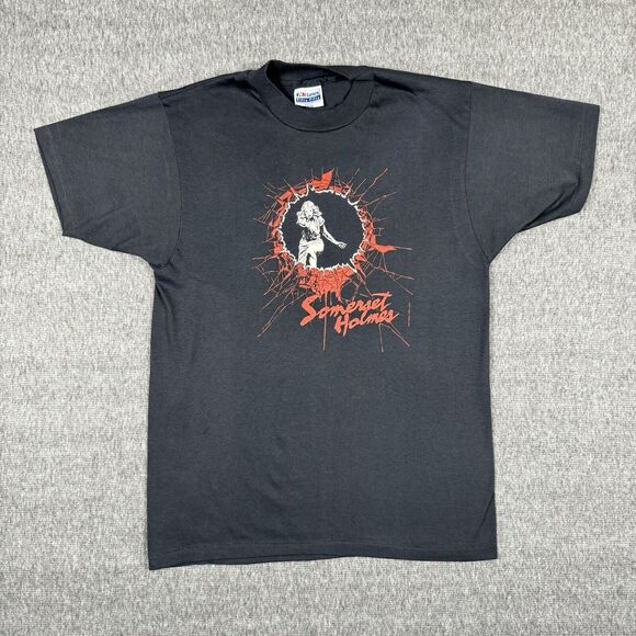 Vintage Somerset Holmes T-Shirt Men’s Large Black Pacific Comics Bruce Jones 80s - Picture 1 of 8